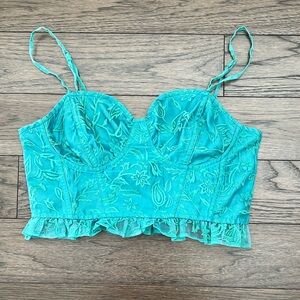 Turquoise Floral Bustier Crop Top